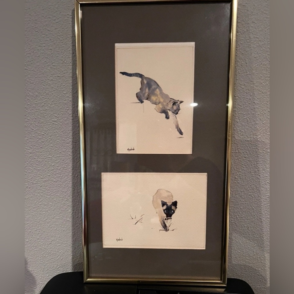Signed Watercolor double picture art work hanging frame matte New Orleans 1979 - Picture 4 of 9